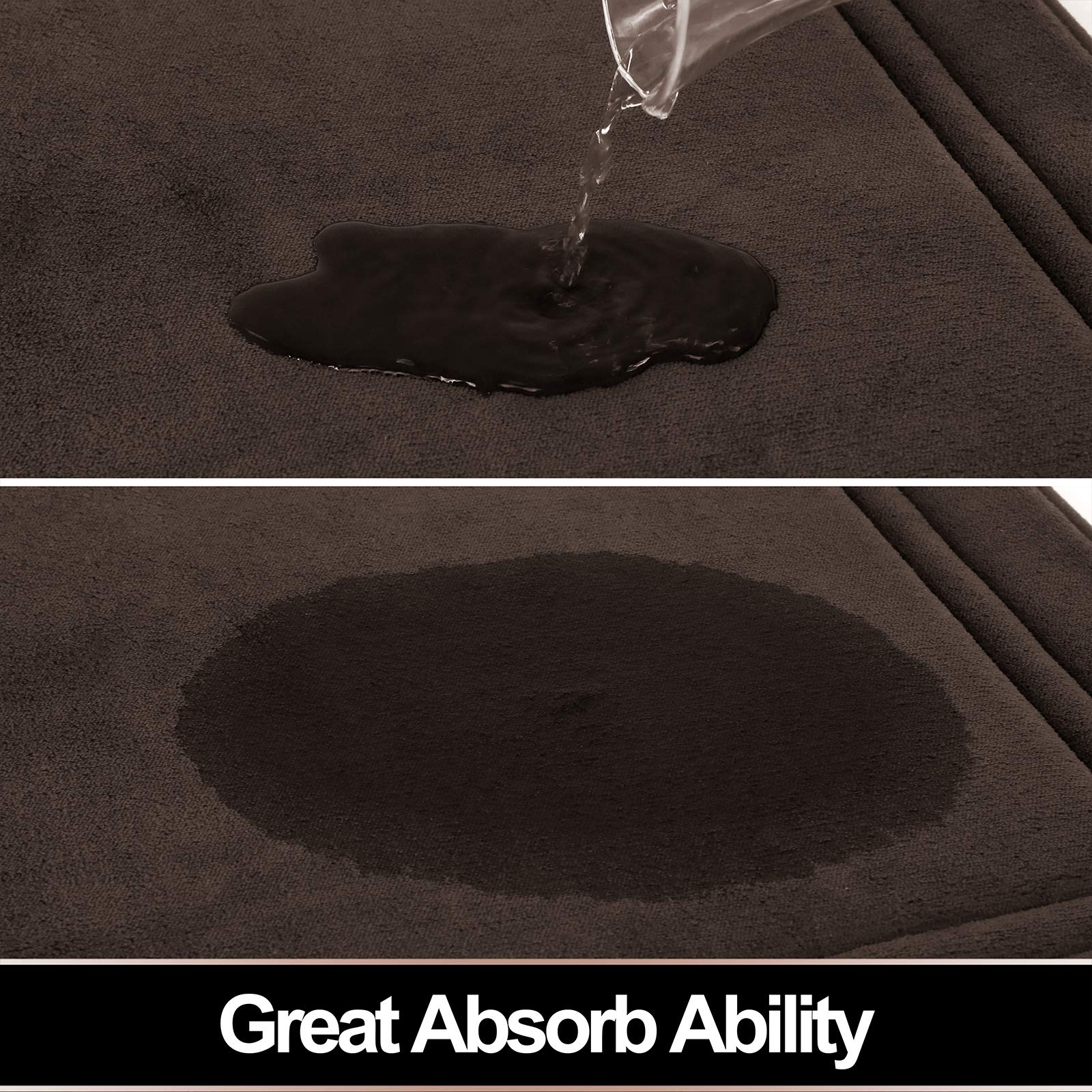 Itsoft Memory Foam Bath Mat Non Slip Absorbent Super Cozy Velvet Bathroom Rug Carpet, Machine Washable, 31 X 20 Inches Chocolate